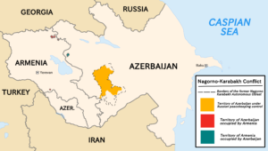 Map of Armenia and Azerbajian